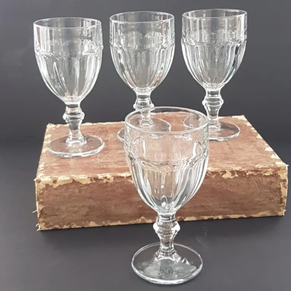 4pc Vintage Libbey Gibraltar Clear Water Goblets 12oz Iced Tea Glasses